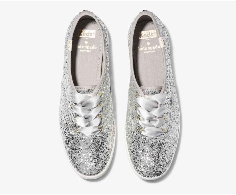 Zapatillas Keds Mujer Plateadas - Kate Spade New York Champion Glitter - 590-LJYPST